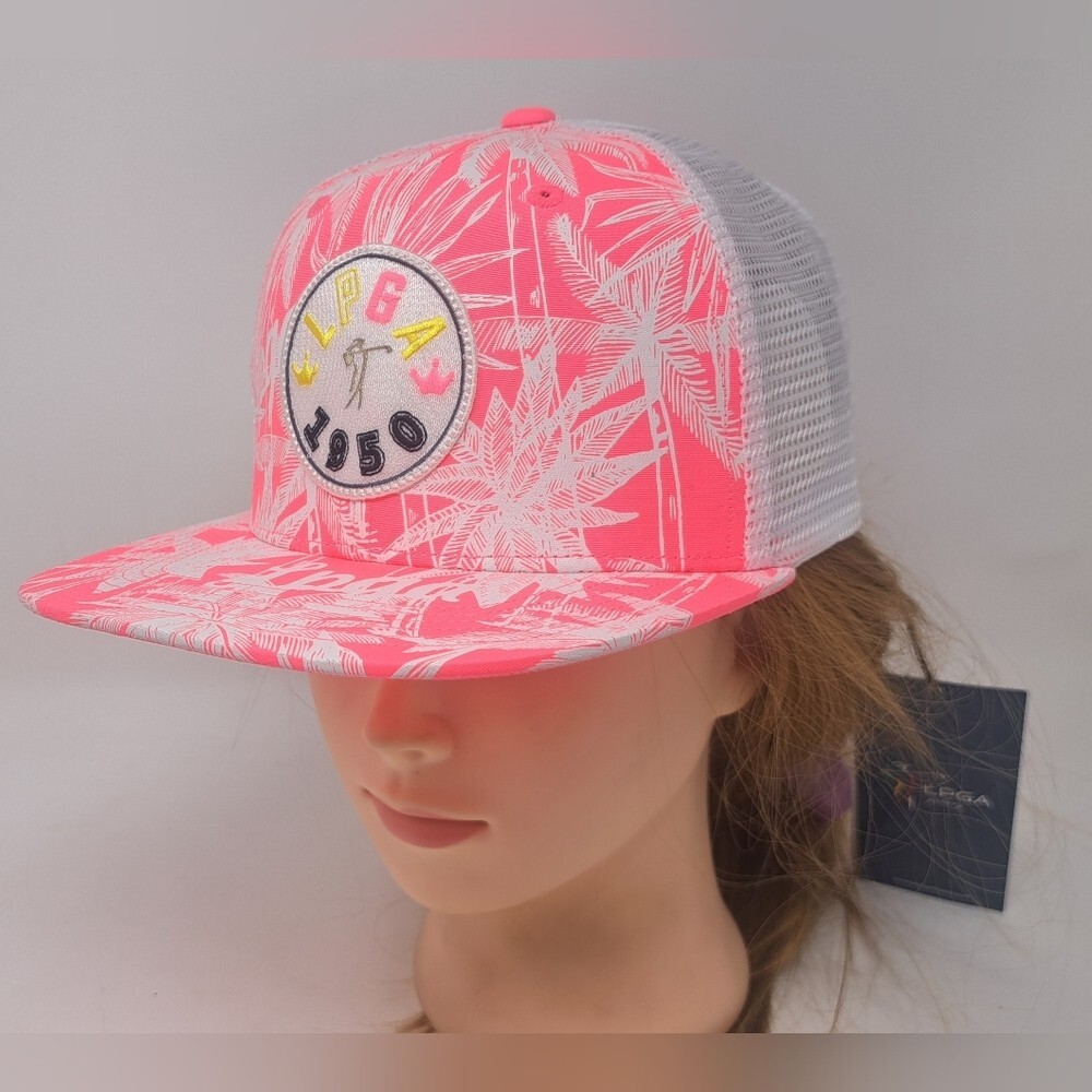 LPGA Gallery Golf Hat Adjustable Fantasy Series Womens Pink Floral Mesh One Size